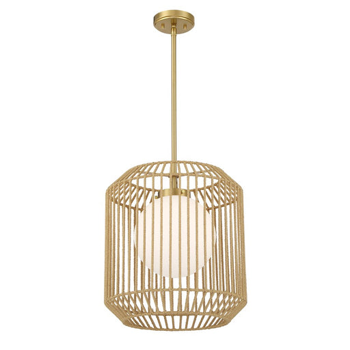 Savoy House Pastis 1 Light Pendant, Warm Brass/White