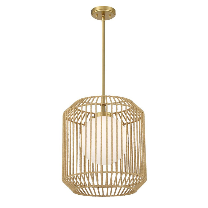 Savoy House Pastis 1 Light Pendant, Warm Brass/White