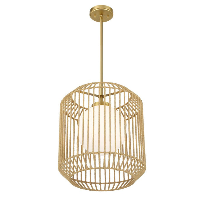 Savoy House Pastis 1 Light Pendant, Warm Brass/White