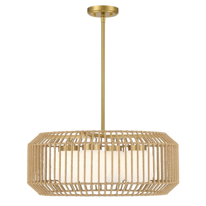 Savoy House Pastis 4 Light Pendant, Warm Brass/White - 7-2041-4-322