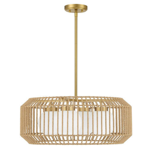 Savoy House Pastis 4 Light Pendant, Warm Brass/White