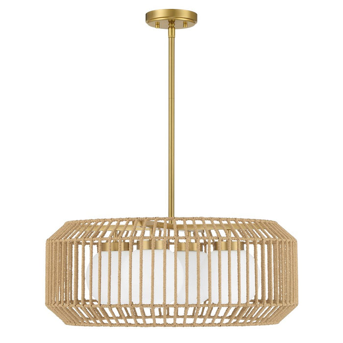 Savoy House Pastis 4 Light Pendant, Warm Brass/White