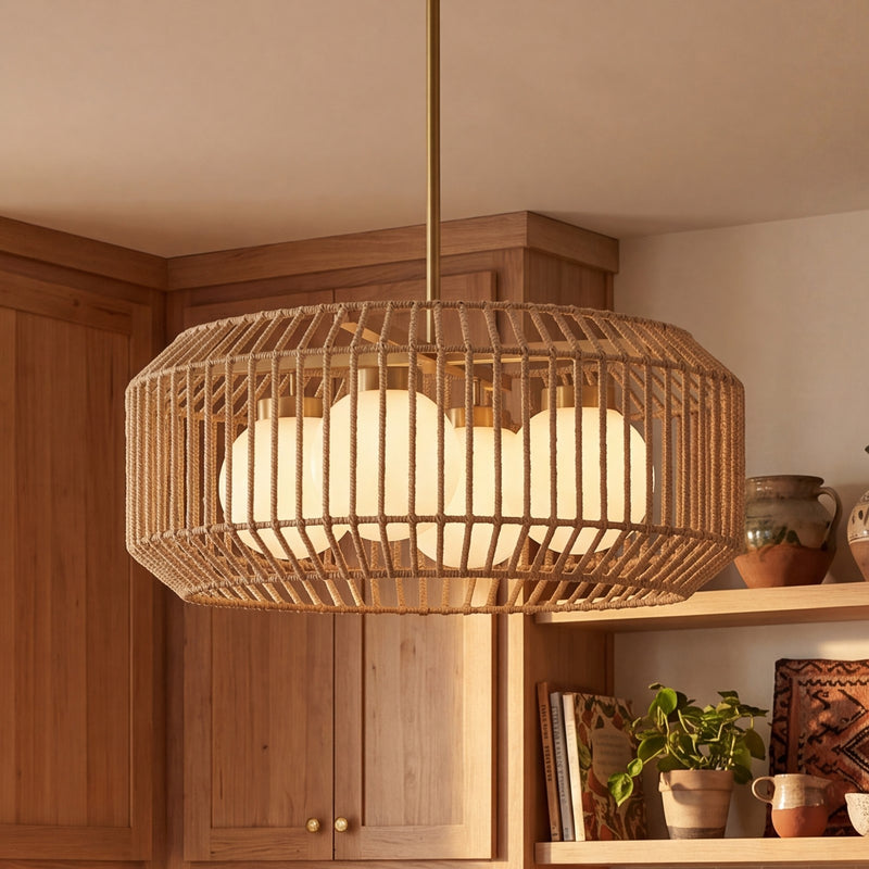 Savoy House Pastis 4 Light Pendant, Warm Brass/White