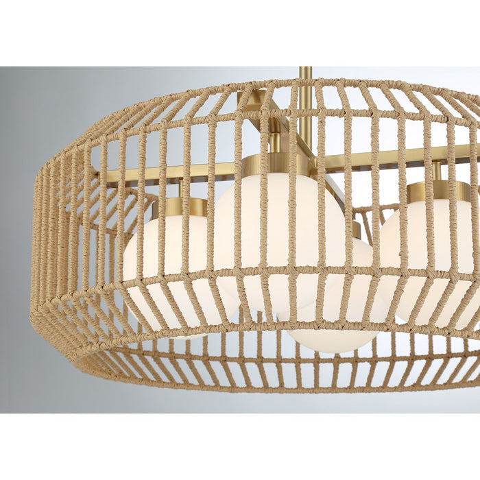 Savoy House Pastis 4 Light Pendant, Warm Brass/White