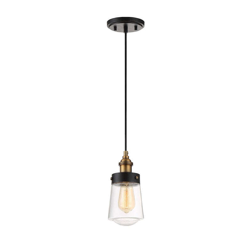 Savoy House Macauley 1Lt Mini-Pendant, Vintage Black/Brass