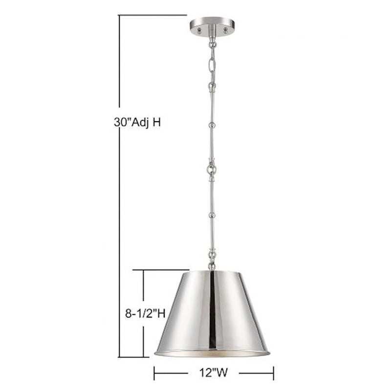 Savoy House Alden 1-Light 8.5" Pendant, Polished Nickel