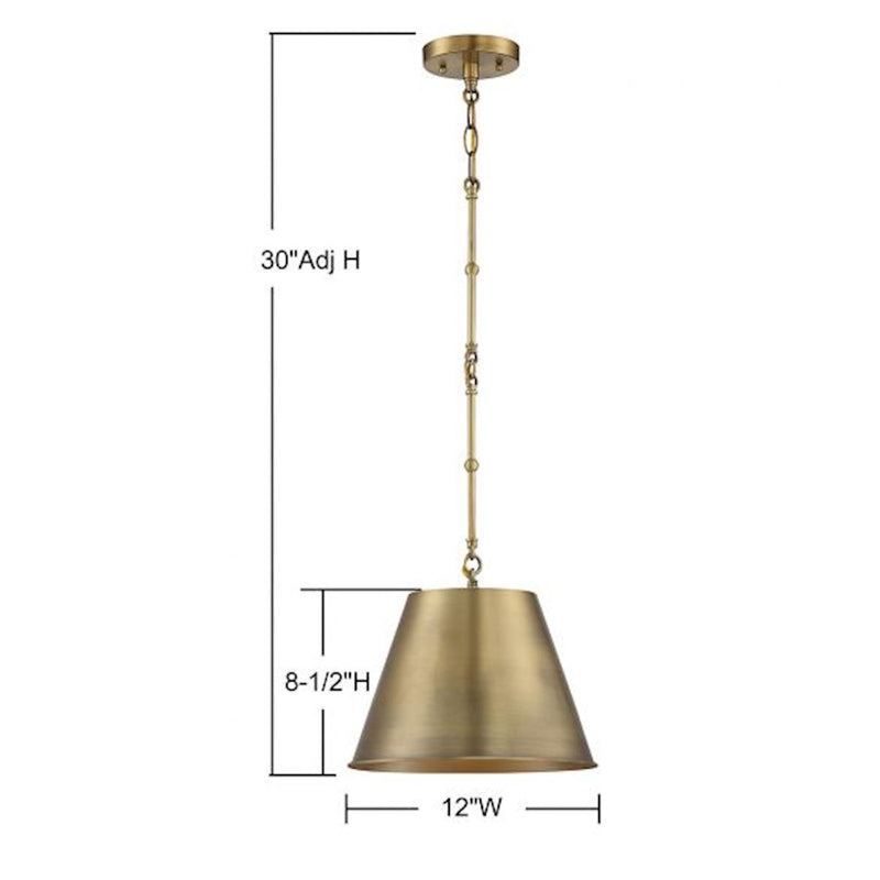 Savoy House Alden 1-Light 8.5" Pendant, Warm Brass