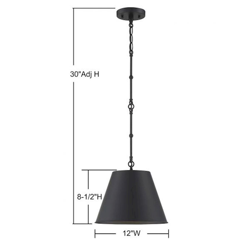 Savoy House Alden 1-Light 8.5" Pendant, Matte Black