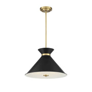 Savoy House Lamar 3-Light Pendant, Matte Black/Warm Brass Accents - 7-2416-3-143