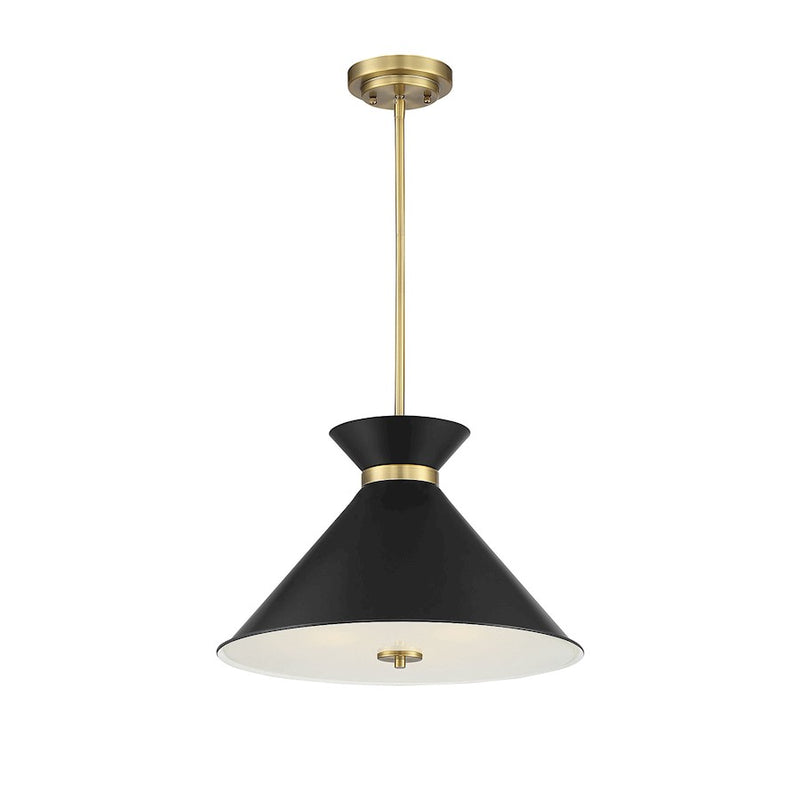 Savoy House Lamar 3-Light Pendant, Matte Black/Warm Brass Accents - 7-2416-3-143