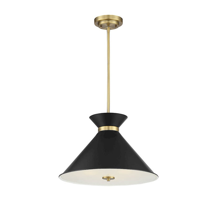 Savoy House Lamar 3-Light Pendant, Matte Black/Warm Brass Accents - 7-2416-3-143