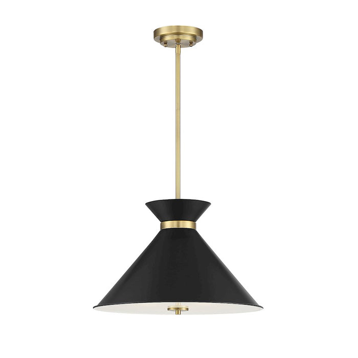 Savoy House Lamar 3-Light Pendant, Matte Black/Warm Brass Accents