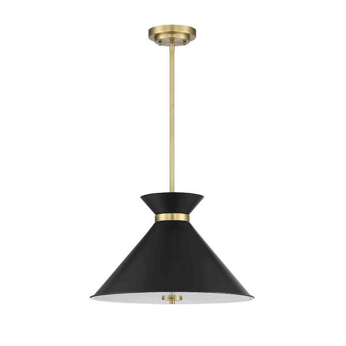 Savoy House Lamar 3-Light Pendant, Matte Black/Warm Brass Accents