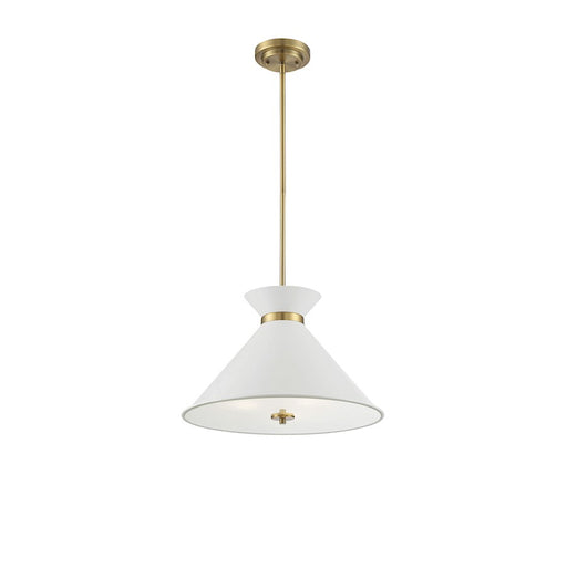 Savoy House Lamar 3-Light Pendant, White/Brass Accents - 7-2416-3-160