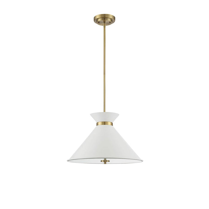 Savoy House Lamar 3-Light Pendant, White/Brass Accents