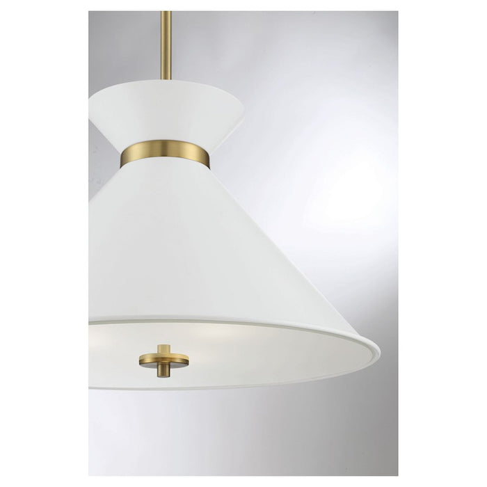 Savoy House Lamar 3-Light Pendant, White/Brass Accents