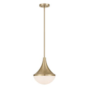Savoy House Ogdon 12in 1-Light Pendant | Soft Modern Noble Brass and Opal White Glass | Kitchen Island & Dining Room | 12 x 12 x 13 in | Model 7-2777-1-127
