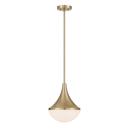 Savoy House Ogdon 12in 1-Light Pendant | Soft Modern Noble Brass and Opal White Glass | Kitchen Island & Dining Room | 12 x 12 x 13 in | Model 7-2777-1-127