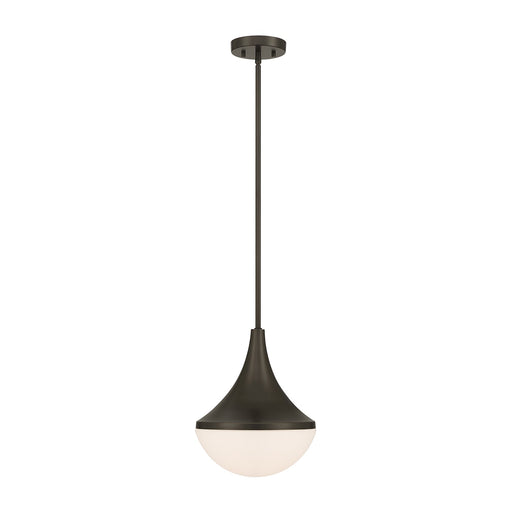 Savoy House Ogdon 12in 1-Light Pendant | Soft Modern Mediterranean Bronze and Opal White Glass | Kitchen Island & Dining Room | 12 in | Model 7-2777-1-15