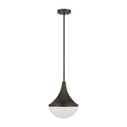 Savoy House Ogdon 12in 1-Light Pendant | Soft Modern Mediterranean Bronze and Opal White Glass | Kitchen Island & Dining Room | 12 in | Model 7-2777-1-15