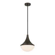 Savoy House Ogdon 12in 1-Light Pendant | Soft Modern Mediterranean Bronze and Opal White Glass | Kitchen Island & Dining Room | 12 in | Model 7-2777-1-15