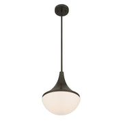 Savoy House Ogdon 12in 1-Light Pendant | Soft Modern Mediterranean Bronze and Opal White Glass | Kitchen Island & Dining Room | 12 in | Model 7-2777-1-15