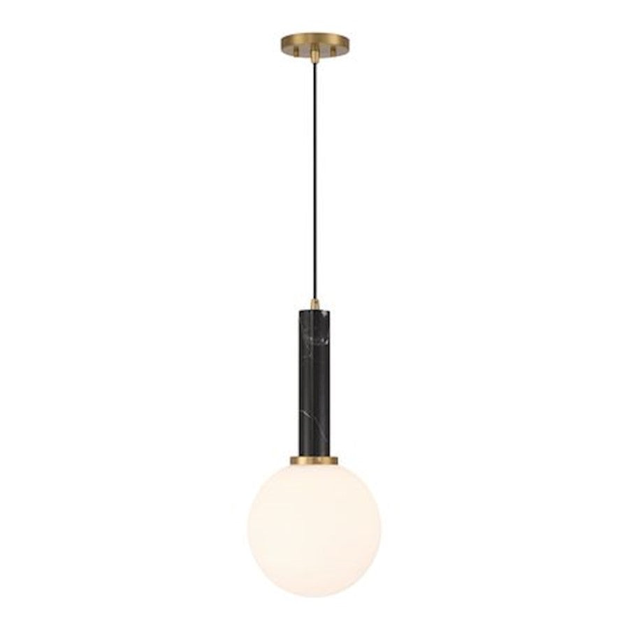 Savoy House Callaway 1 Light Pendant, Black Marble/Brass/White - 7-2902-1-263