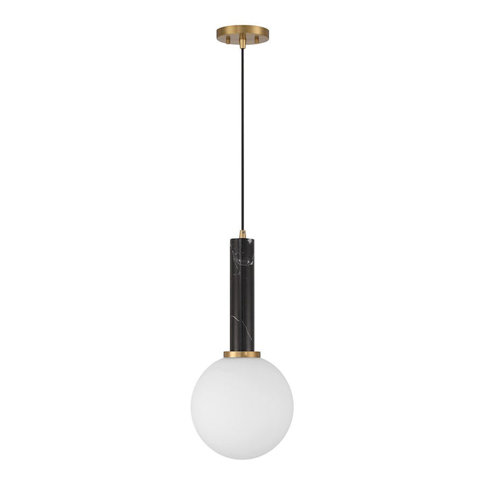 Savoy House Callaway 1 Light Pendant, Black Marble/Brass/White