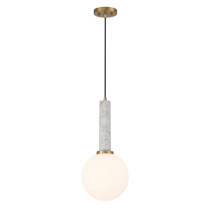 Savoy House Callaway 1 Light Pendant, White Marble/Brass/White