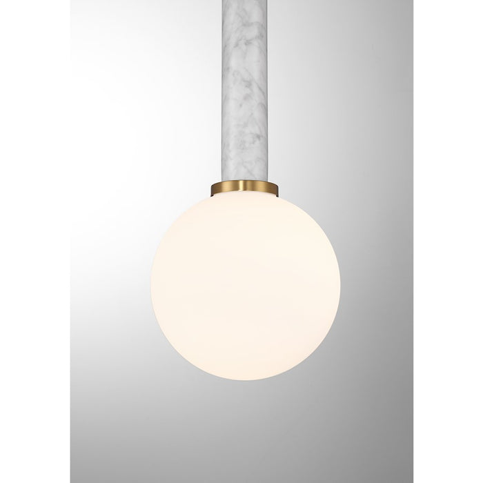 Savoy House Callaway 1-Light Pendant, White Marble/Warm Brass