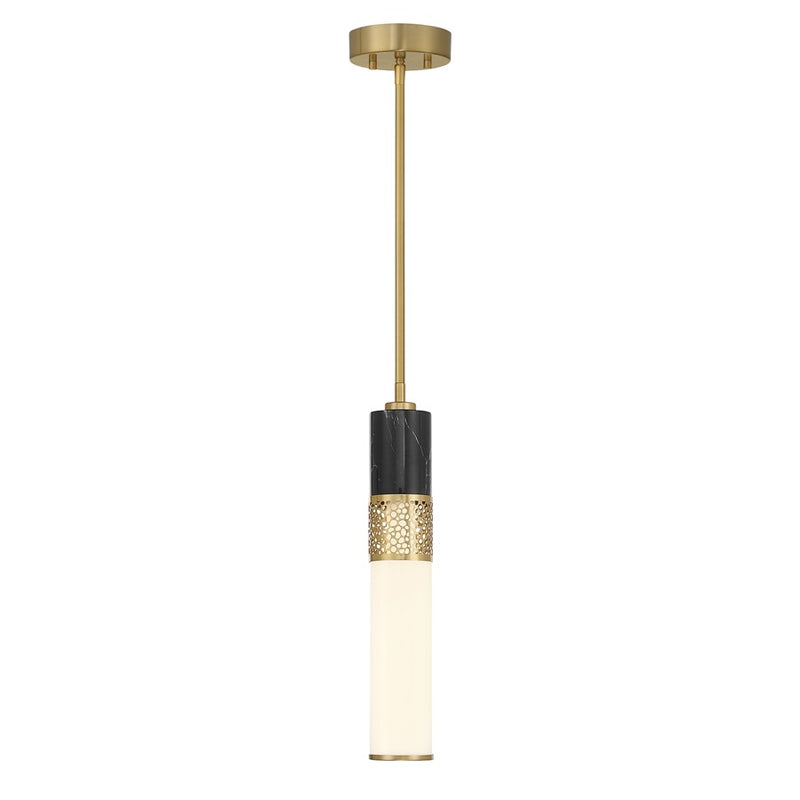 Savoy House Farrell 1 Lt Pendant, White Opal, Warm Brass
