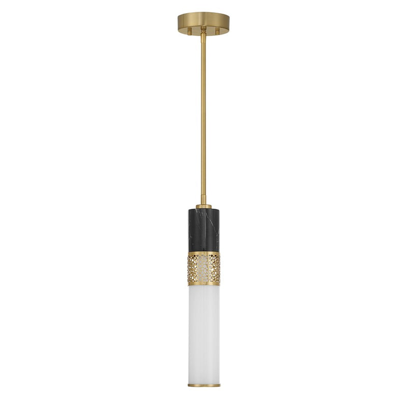 Savoy House Farrell 1 Lt Pendant, White Opal, Warm Brass