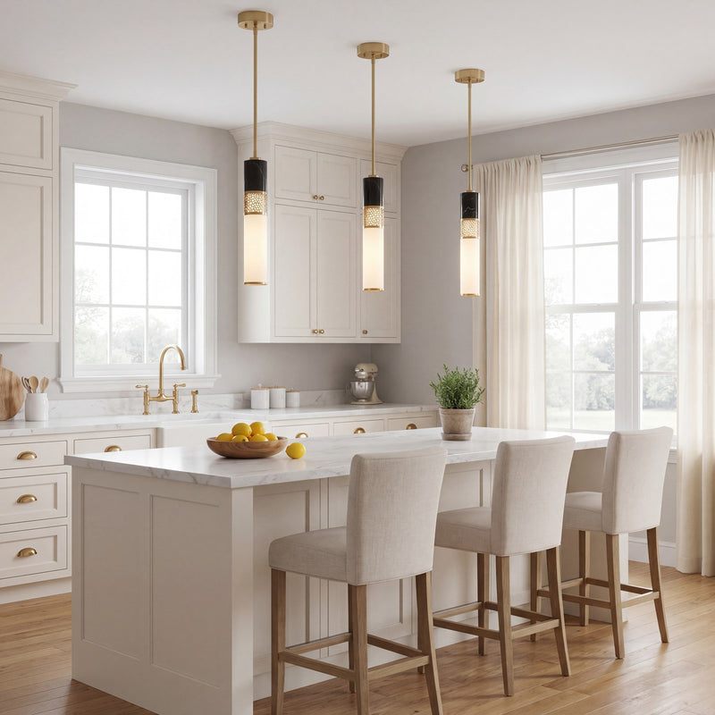 Savoy House Farrell 1 Lt Pendant, White Opal, Warm Brass