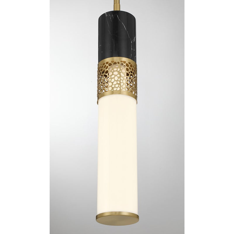 Savoy House Farrell 1 Lt Pendant, White Opal, Warm Brass