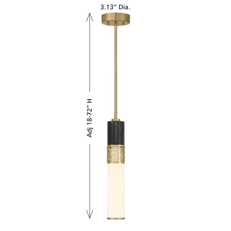 Savoy House Farrell 1 Lt Pendant, White Opal, Warm Brass