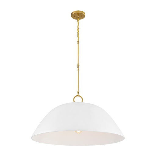 Savoy House Alta 1 Light Pendant, White Bisque and Brass