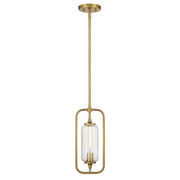 Savoy Essentials Holton 1Lt Mini-Pendant, Warm Brass/Clear Ribbed - 7-3022-1-322