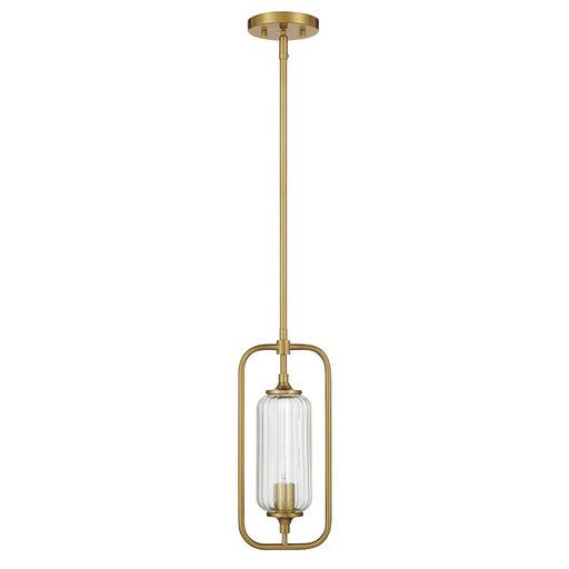 Savoy Essentials Holton 1Lt Mini-Pendant, Warm Brass/Clear Ribbed