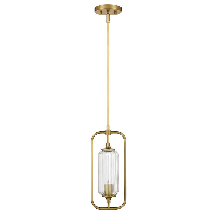Savoy Essentials Holton 1Lt Mini-Pendant, Warm Brass/Clear Ribbed