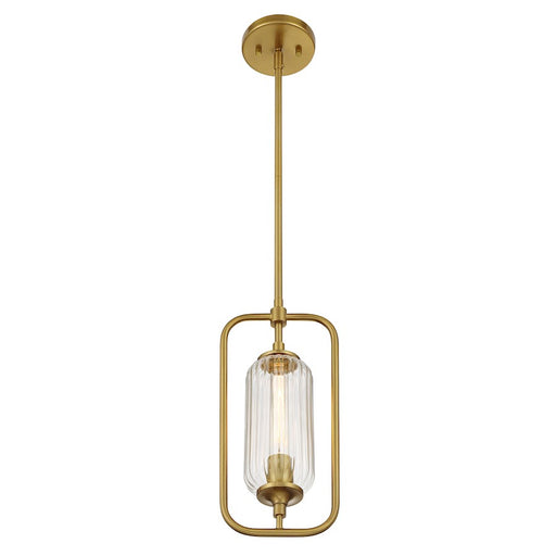 Savoy Essentials Holton 1Lt Mini-Pendant, Warm Brass/Clear Ribbed