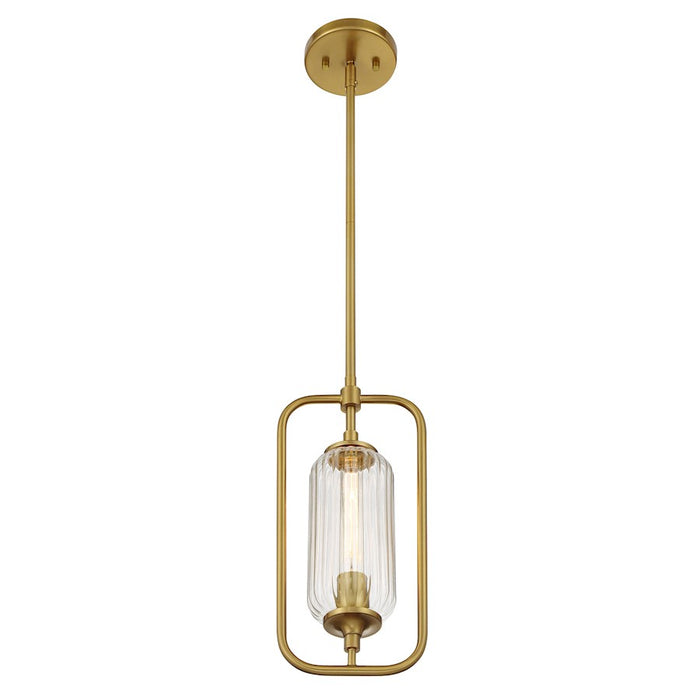 Savoy Essentials Holton 1Lt Mini-Pendant, Warm Brass/Clear Ribbed