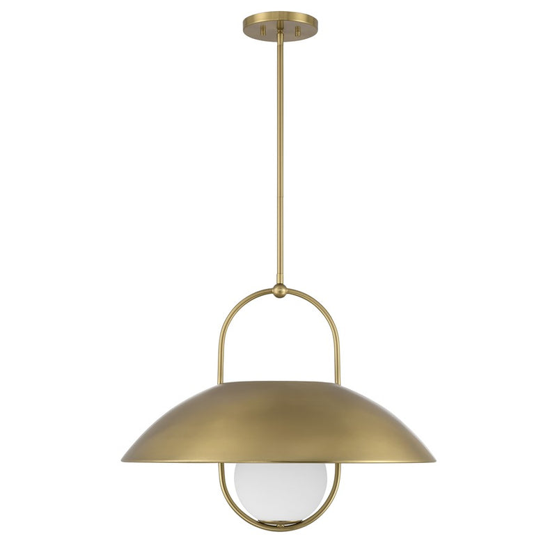 Savoy House Lehigh 1 Lt Pendant, White Opal, Warm Brass