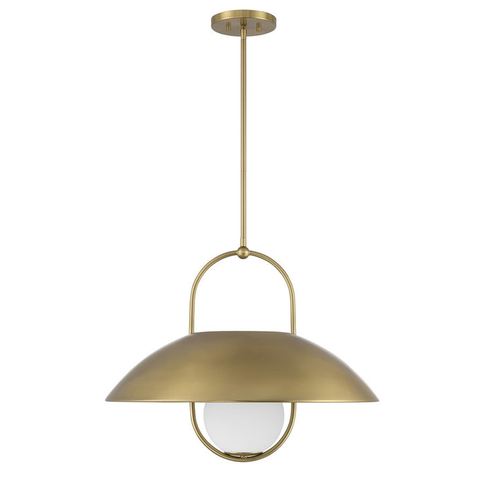 Savoy House Lehigh 1 Lt Pendant, White Opal, Warm Brass