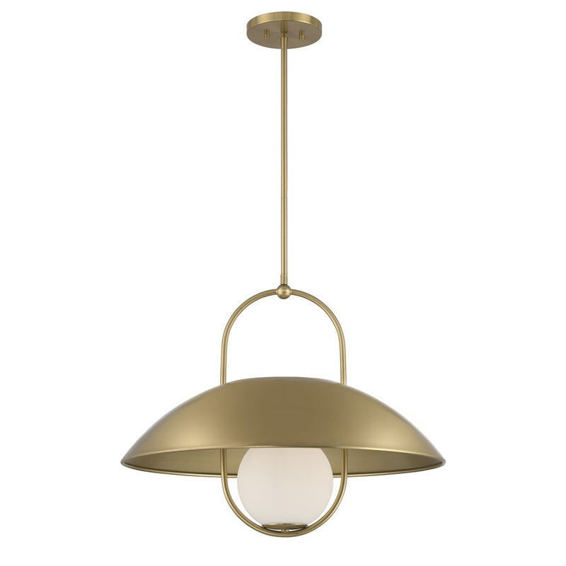 Savoy House Lehigh 1 Lt Pendant, White Opal, Warm Brass