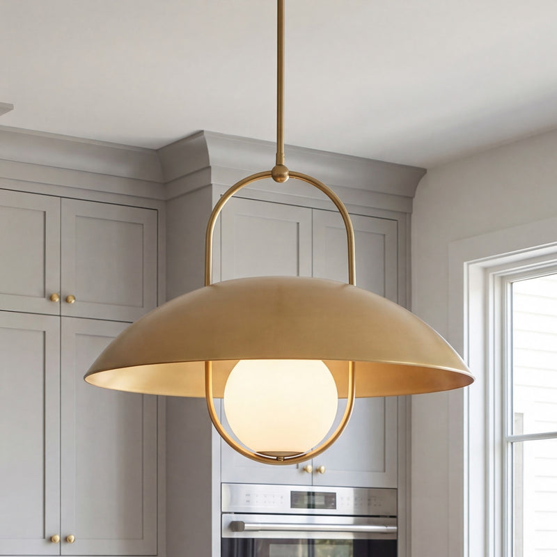 Savoy House Lehigh 1 Lt Pendant, White Opal, Warm Brass