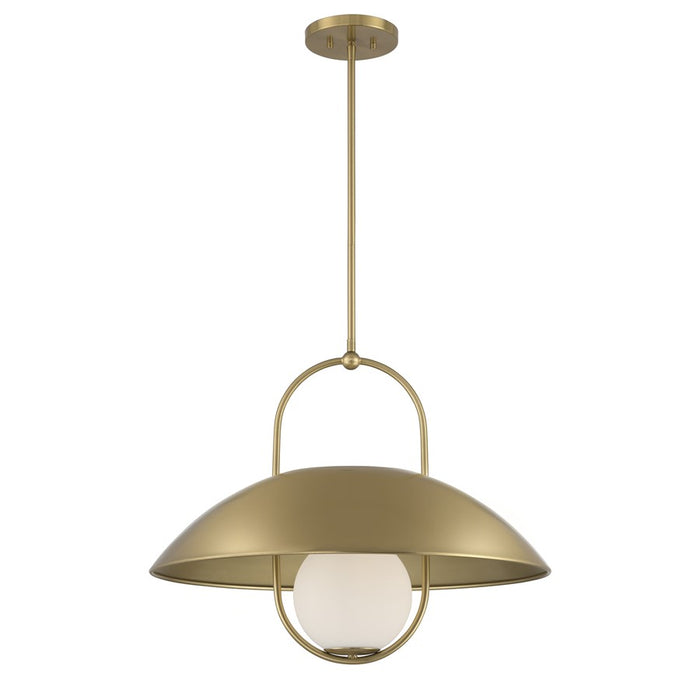 Savoy House Lehigh 1 Lt Pendant, White Opal, Warm Brass