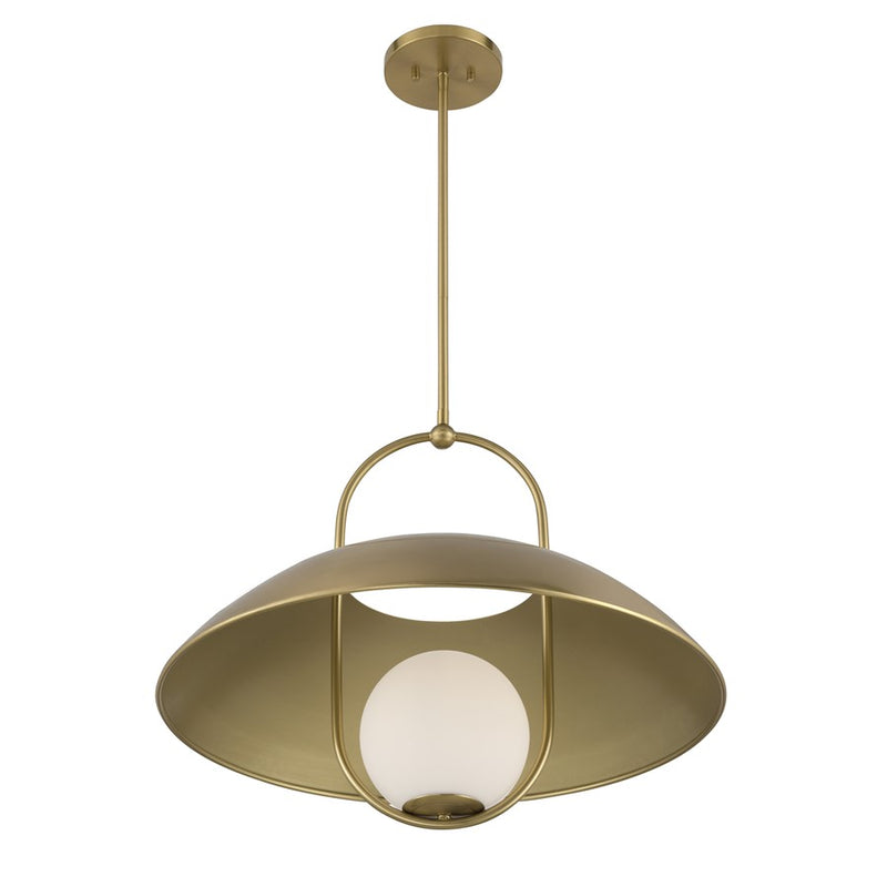 Savoy House Lehigh 1 Lt Pendant, White Opal, Warm Brass