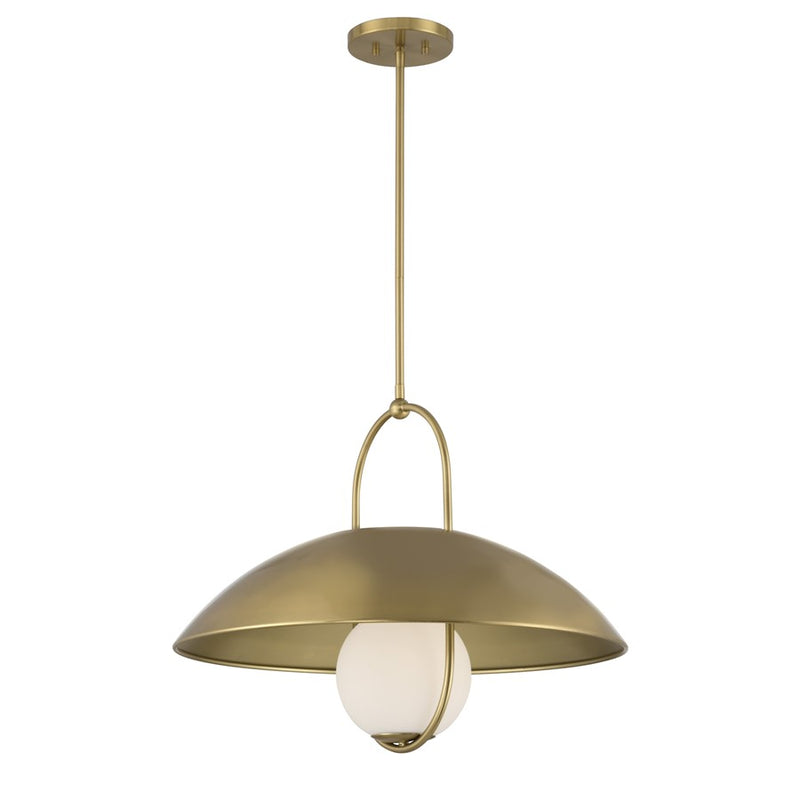 Savoy House Lehigh 1 Lt Pendant, White Opal, Warm Brass