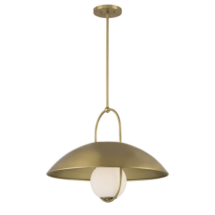 Savoy House Lehigh 1 Lt Pendant, White Opal, Warm Brass