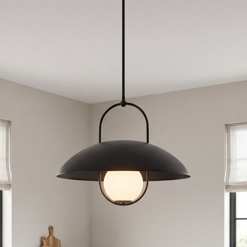 Savoy House Lehigh 1 Lt Pendant, White Opal, Matte Black
